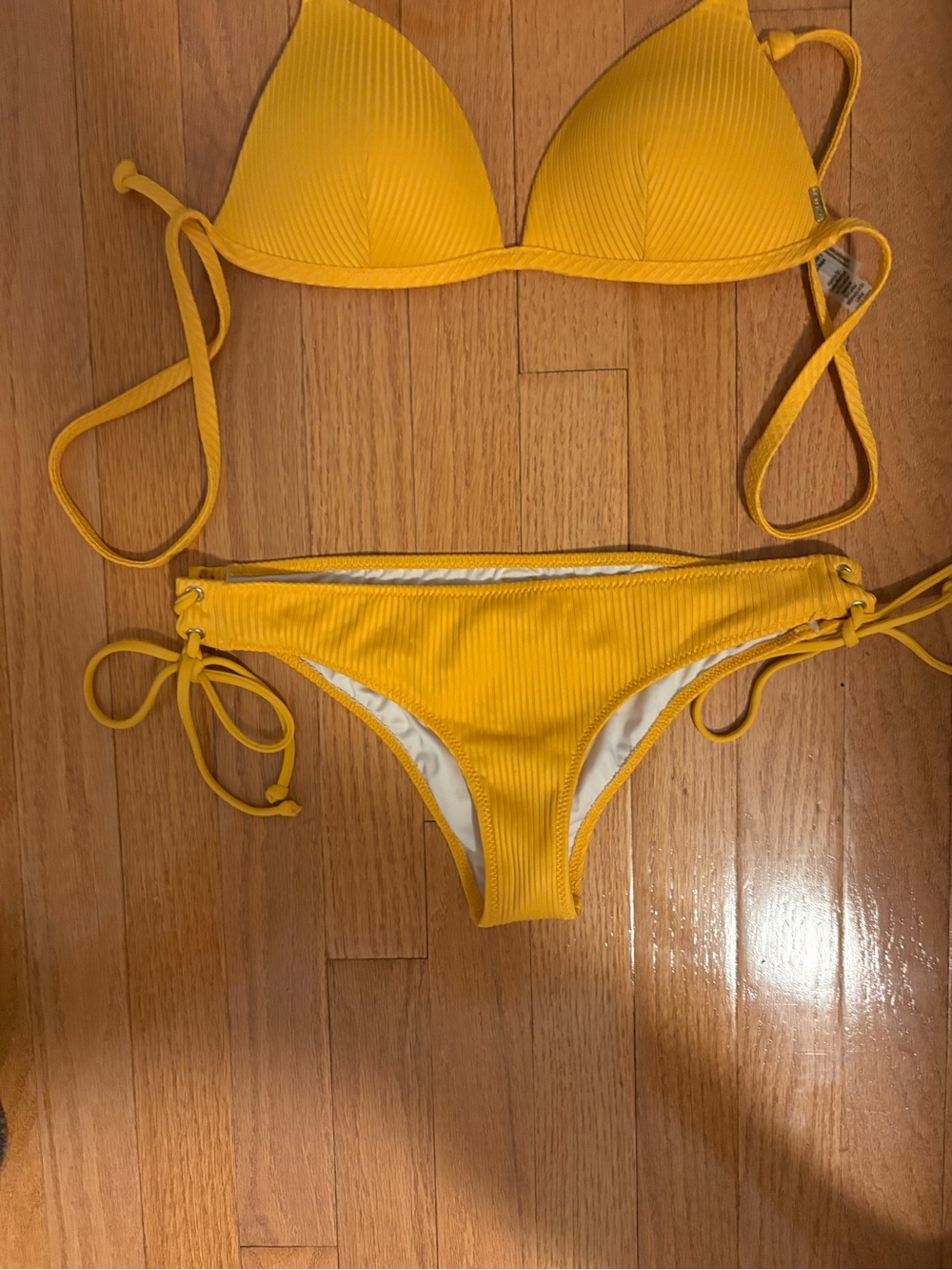 Victoria's Secret Yellow Ribbed String Bikini - Picture 10 of 10